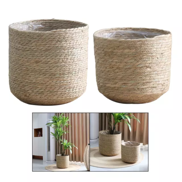 Woven Planters Basket Round Container for Living Room Indoor Outdoor Home