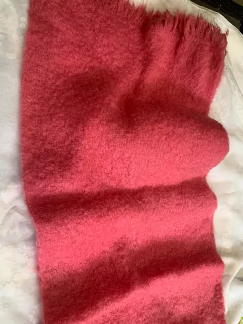 Vintage Handmade Pink Montrose Mohair Wool  Scarf Made In Scotland