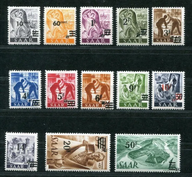 Germany Saar 1947 Overprint Set Of 13 Stamps Scott 175-187 Perfect Mnh