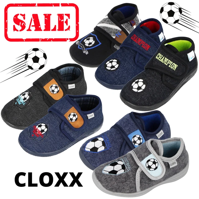 Boys Infant Kids Baby Football Easy Fasten Riptape Strap Fleece Slippers Bootie