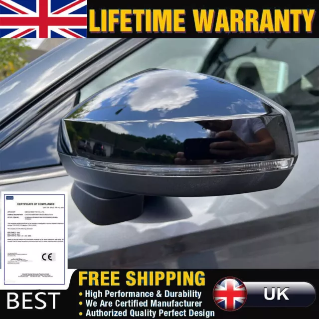 For Audi A3 S3 8V Gloss Black Door Wing Mirror Covers Casings Front Top Caps Uk