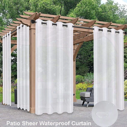 52''*96'' Patio Sheer Waterproof Outdoor Net Curtains Panel Gazebo Voile Curtain