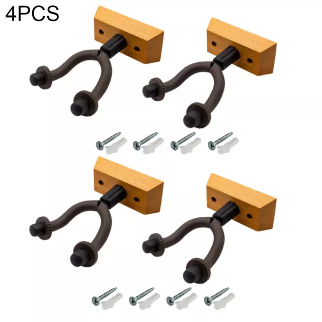 4pcs Guitar Hanger Heavy Duty Metal Hook With Screws Wall Mount Bass Rubber Wrap