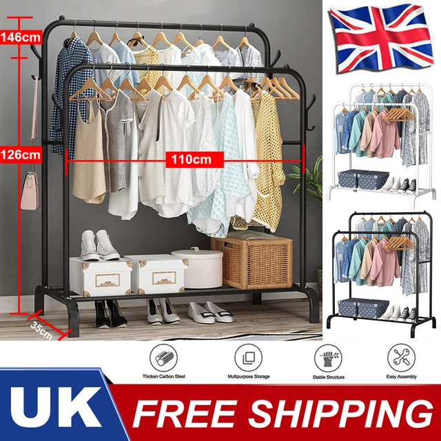 HEAVY DUTY DOUBLE Clothes Rail Hanging Rack Garment Display Stand