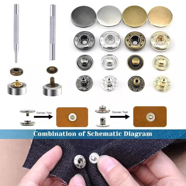 No Sewing Snap Fastener Button Leather Bag Clothes Coat DIY Buttons Rivet V2Z8