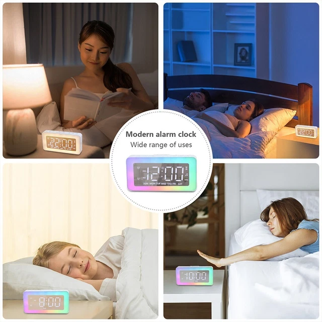 DIMMABLE SMALL DIGITAL Clock Mirrored Clock Light Alarm Clock