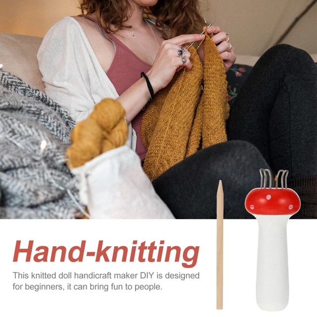 FRENCH KNITTER WOODEN Knitting Spool Mushroom Yarn ToolDS £8.99