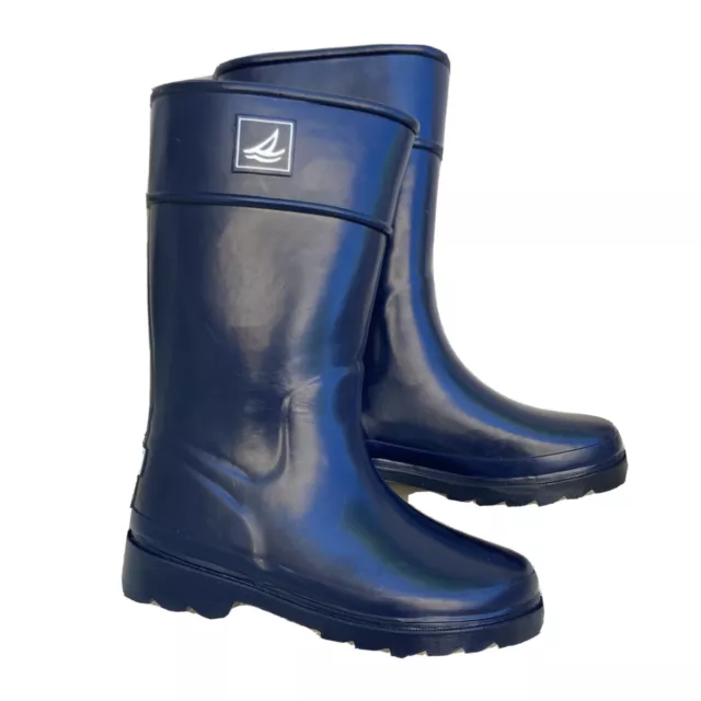 Sperry Top-Sider Boys Pelican Navy Blue Waterproof Rubber Rain Boots Kids 12