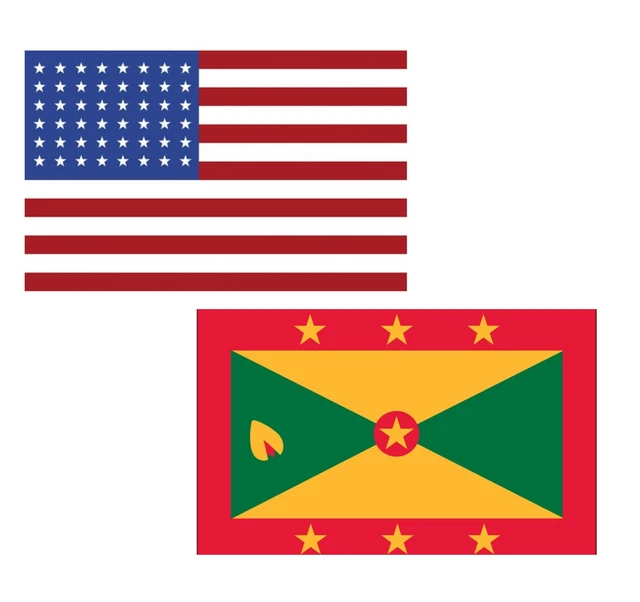 3'x5' Polyester USA & Grenada Flag Set; One Flag for Each Country