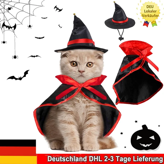 Halloween Hund Katze Kostüm Umhang Hut Haustier Vampir Zaubererhut Kleidung