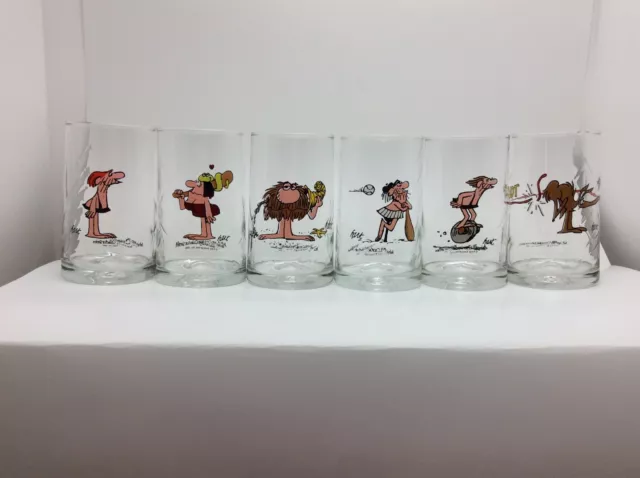 Set of 6 B.C. Ice Age Character Glasses - Distributed Arby's in 1981