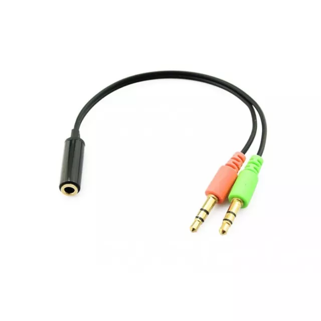 Cable Adaptador Jack Hembra 3.5 mm a Jack Doble Macho para Auriculares