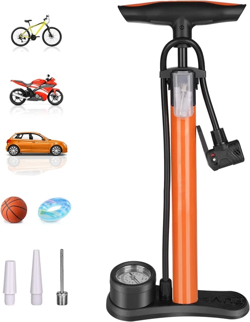 Pompa Da Pavimento Per Bici GOBKO - Manometro 160 PSI, Valvole Presta E Schrader, Arancione - Foto 6