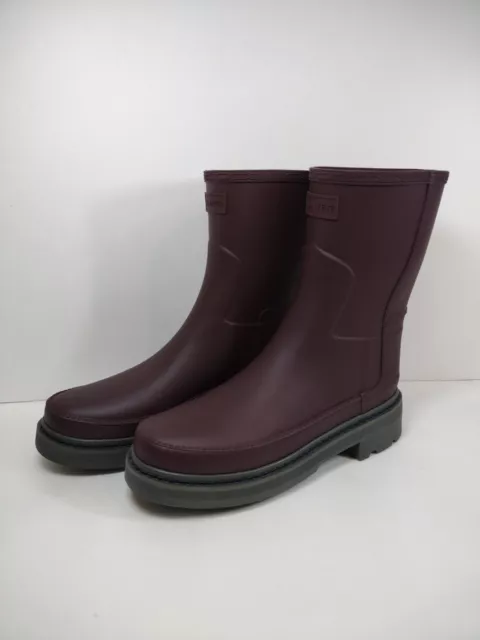 Hunter Refined Short Stitch Detail Wellington Rain Boots Women 9 Chestnut Crust