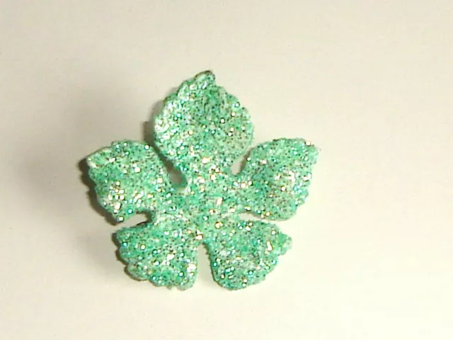 Broche FEUILLE Plate Vert Pailleté neuve