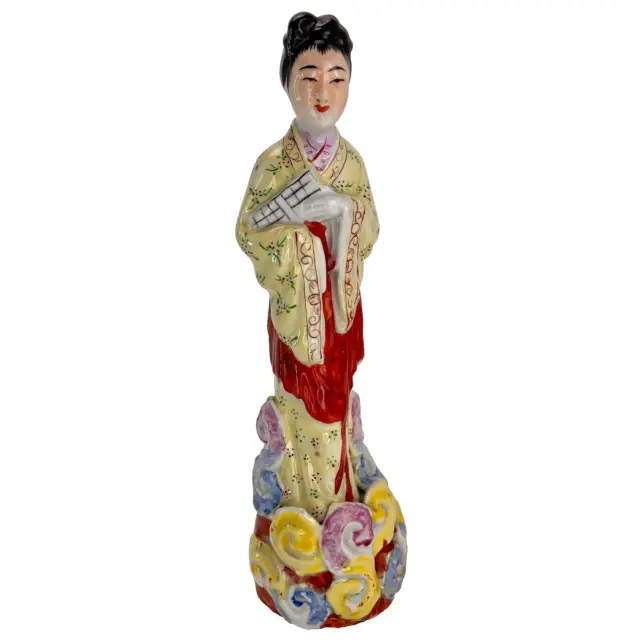 Chinese Kwan Yin Statue Vintage Republic Period 1920s Signed 10" Porcelain