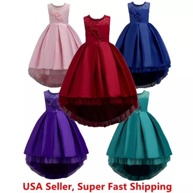 Toddler Girls/Kids Flower Princess Birthday Party Wedding Pageant Bow Dress Gown