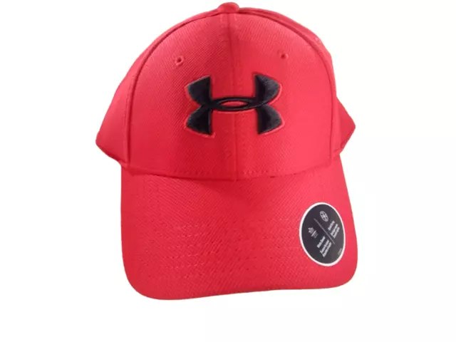 Under Armour Red Black Cap Blitzing Quik Dry Baseball Hat Brand Small Medium New