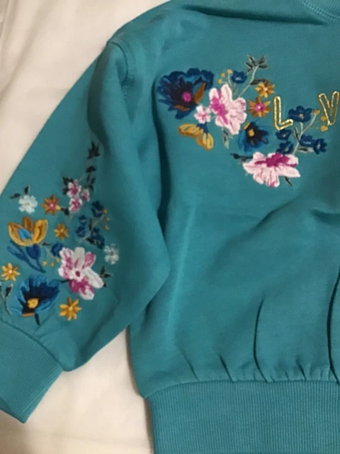 River island mini girls aged 4-5 years blue flower print sweat top set BNWT 4