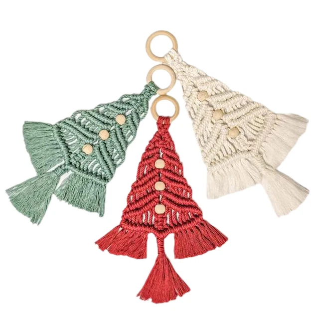 3-teiliges Weihnachtsbaum-DIY-Set, gewebtes Makramee-Weihnachtsbaum-Set, Wandbeh
