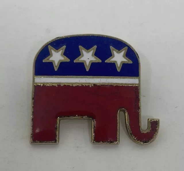 Vintage GOP RNC Republican Elephant Logo Enamel Pin Brooch