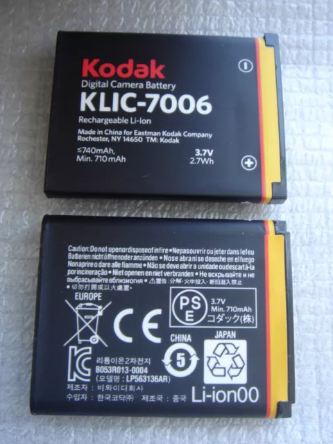 Batterie D'ORIGINE KODAK KLIC-7006 Olympus Li-40B Li-42B Genuine Original ACCU