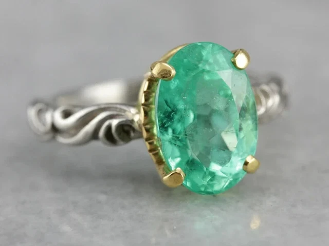 925 Argent 4.50ct Émeraude Gemme Handmade Fiançailles Mariage Bague pour Elle