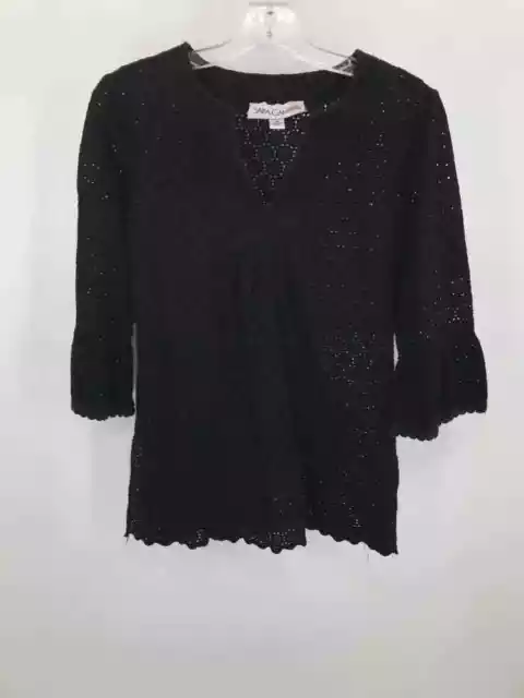 Pre-Owned Sara Campbell Black Size Small Eyelet Blouse