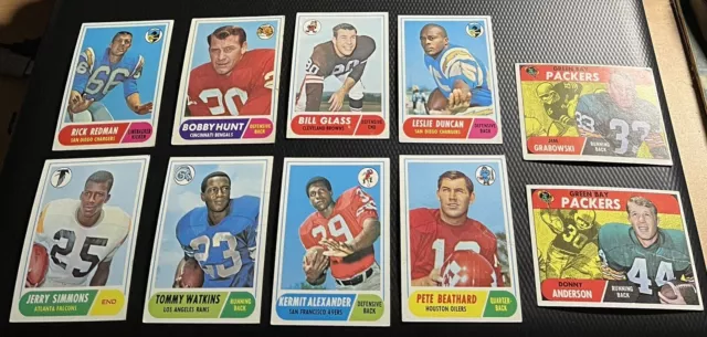 1968 Topps Football 22-Card Starter Set Lot All Diff Creases Low Grade - Pics