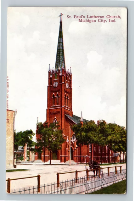 Michigan City IN-Indiana, St. Paul's Lutheran Church, c1910 Vintage Postcard