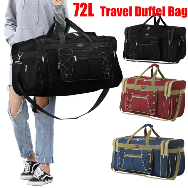 72L Large Duffle Bag Travel Luggage Gym Sport Handbag Waterproof Tote Men Women