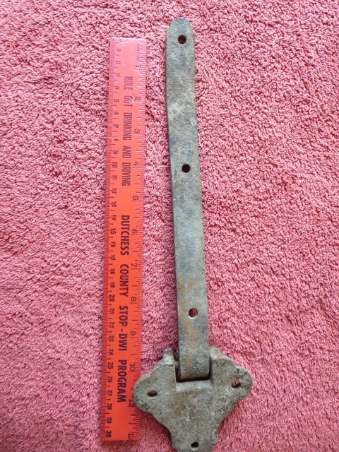 1 Vintage Strap Hinge #10 Cast & Wrought Iron Barn door Rustic shape 13.5" long 3
