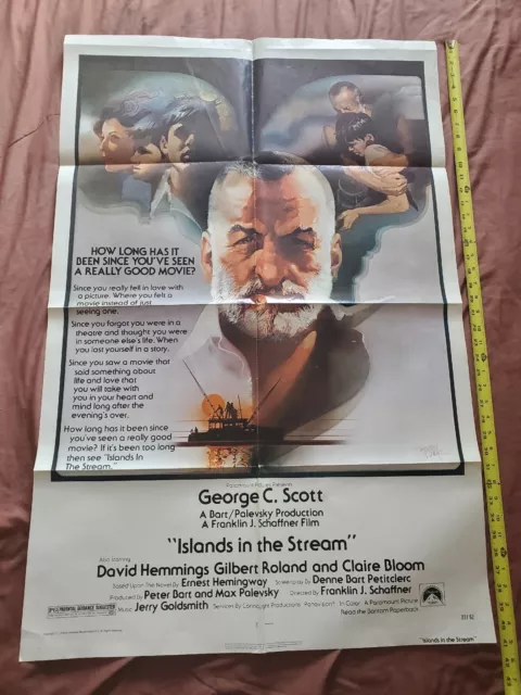 Islands In The Stream Movie Poster, Ernest Hemingway, George C Scott, 1976