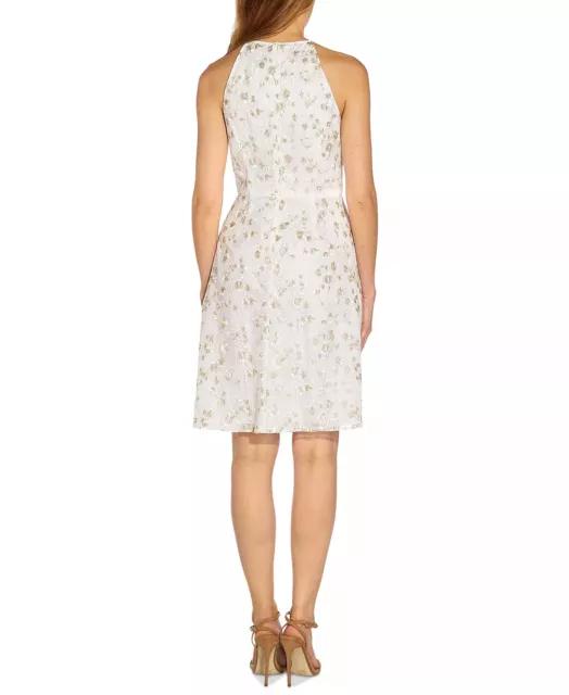 ADRIANNA PAPELL Fit & Flare Dress Size 12 Ivory Floral Embroidered NWT $179 FLAW 3