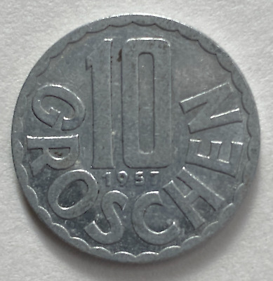 1957 Austria 10 Groschen Coin - Free Shipping