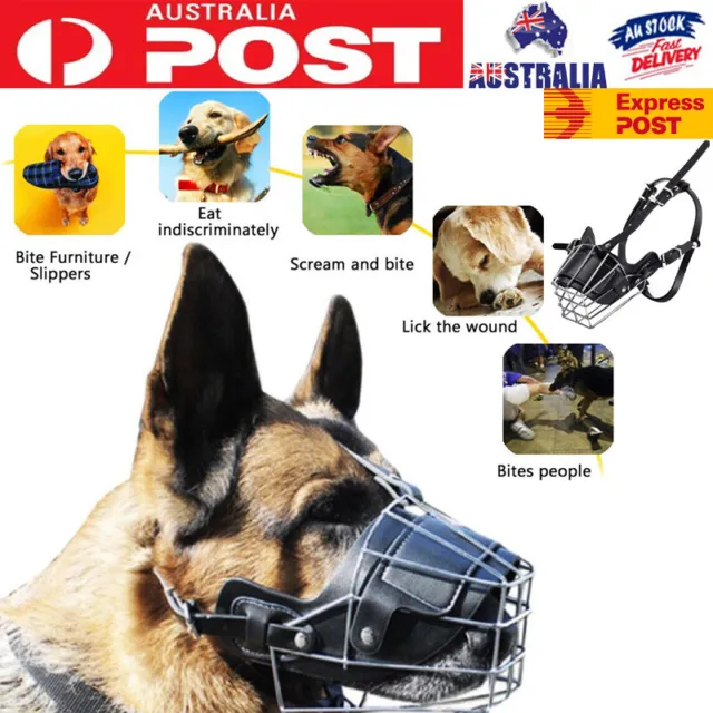 Dog Mouth Metal Muzzle Pet Adjustable Anti-Bite Anti-Bark Muzzle Cover Protector