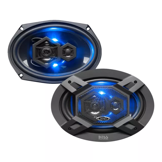 BOSS Audio Systems B69LED 500 W 6 x 9” Car Speakers - 3 Way, Coaxial