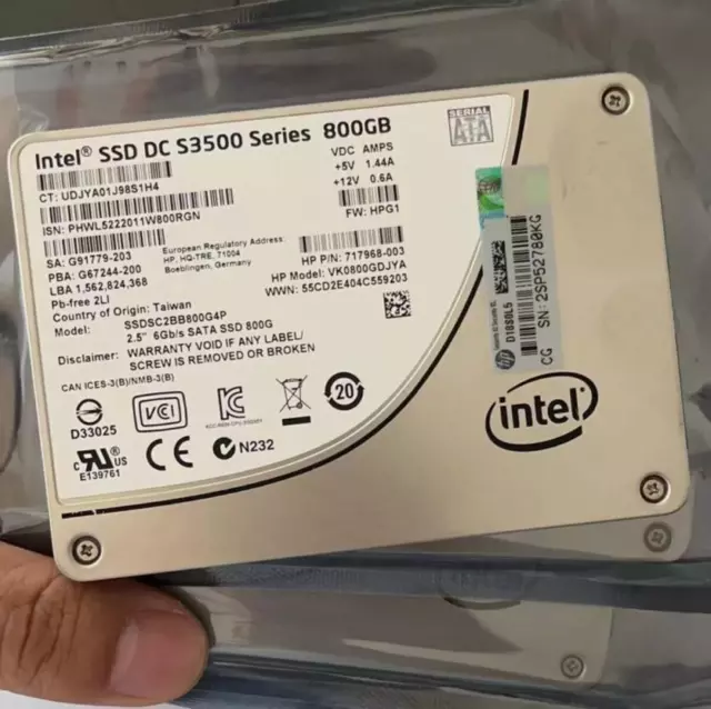 NEW Intel 800GB DC S3500 6G/s 2.5" SATA SSD SSDSC2BB800G4P HP Version for server