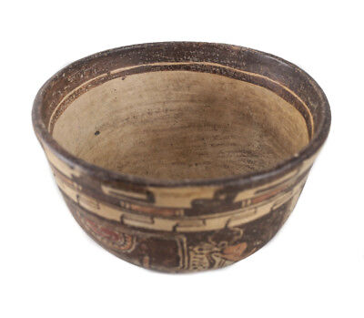 Pre Columbian MAYAN Polychrome Pottery Cupador Bowl Banded Museum mark 3
