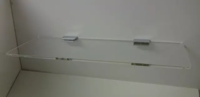 Clear Acrylic Straight Shelf in 5mm Perspex® With Chrome Fixing Brackets