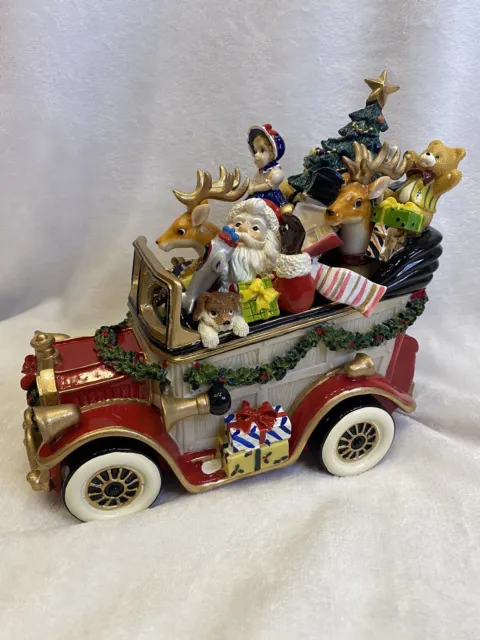 Fitz and Floyd Santa Santa Mobile Musical Ceramic Music Box Christmas