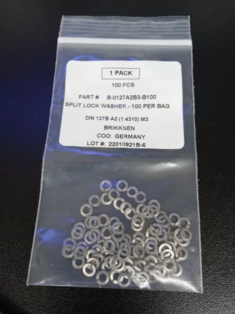 18-8 Stainless Steel Split Lock Washer for M3 Screw Size Standard 3.4 mm (190pc)