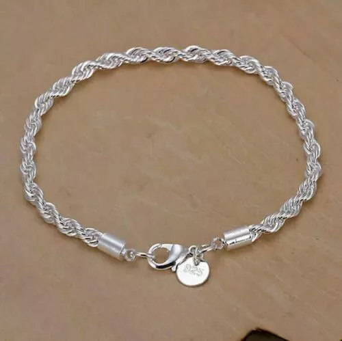 Women Ladies Fashion Silver Plated Rope Chain Bracelet Bangle Jewellery