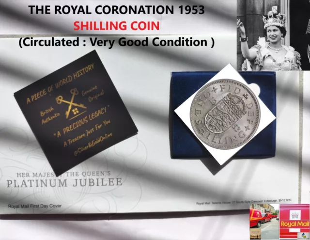 1953* SHILLING* ENGLISH COIN [late] Queen Elizabeth II CORONATION MEMORY [v.g.c]