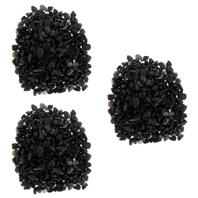 3 Sets Rocce Di Ossidiana Resistenti All'usura Pietre Nera Nere Acquario
