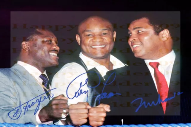 Muhammad Ali Joe Frazier George Foreman Boxing Legends  7X5 Signed Beautiful