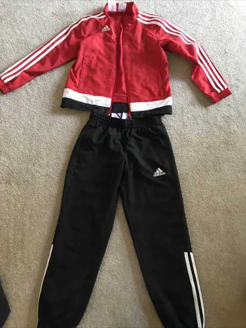 Red adidas originals tracksuit boys 7-8 years co outfit set shell material VGC