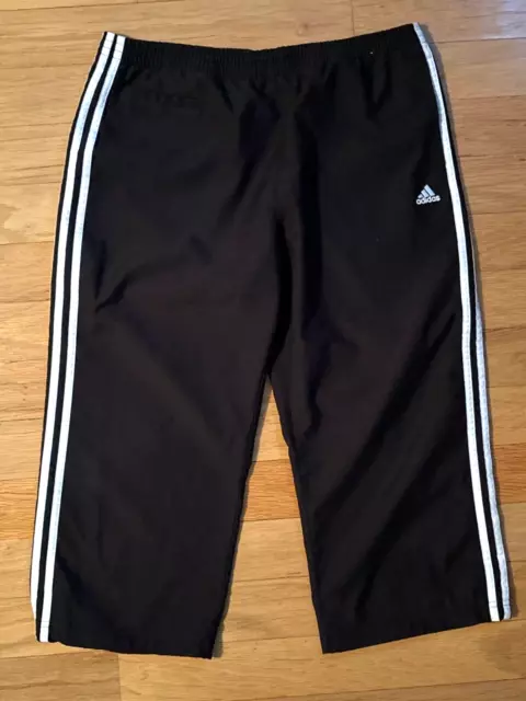 Adidas Black Crop Capri Pull On Activewear Casual Pants - Women's Size L