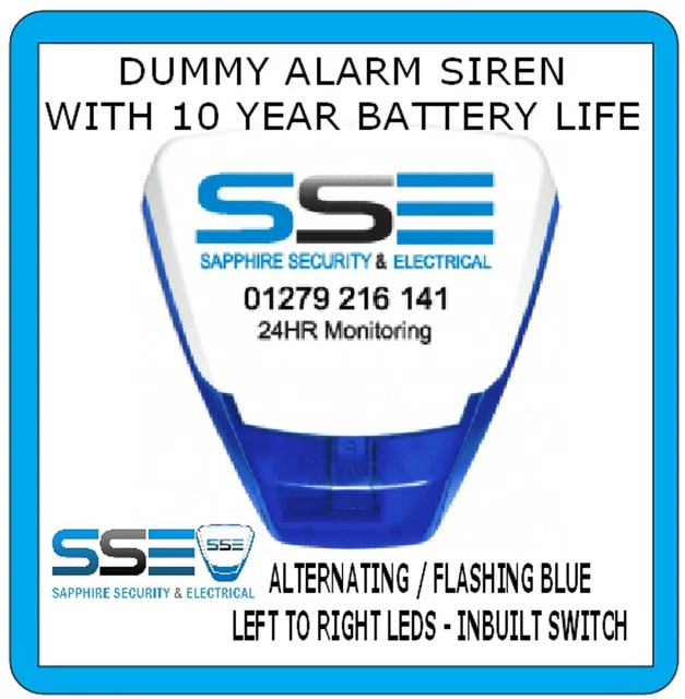 Dummy Alarm Siren - Live Alarm Company - Doble Flash LED Azul 10 Años Preparado