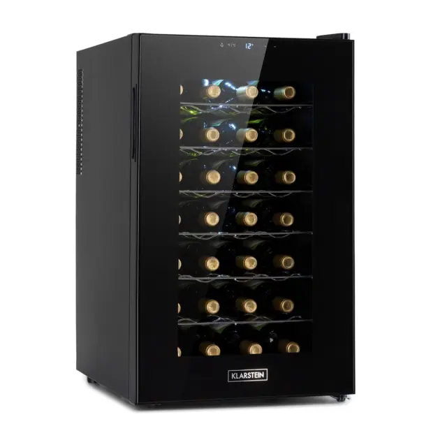 Wine Cooler Fridge 28 Bottles Free Standing 6 Shelves 70 Litre LCD Display Black